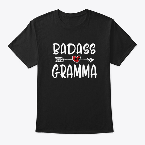 Badass Gramma Mothers Day Buffalo Plaid  Black T-Shirt Front
