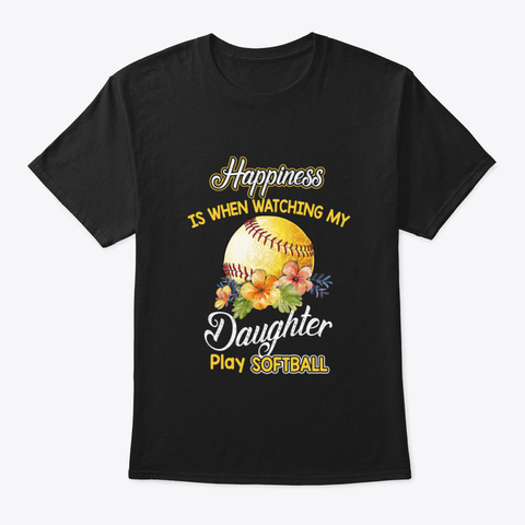 Happiness To Watch Grandma Daughter Play Black T-Shirt Front