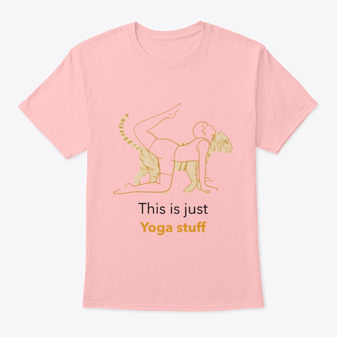 Tiger Pose; Yoga Stretch Stuff Pale Pink T-Shirt Front