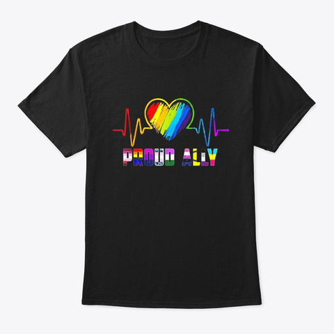 Proud Ally Lgbtq Lesbian Gay Bisexual Black T-Shirt Front