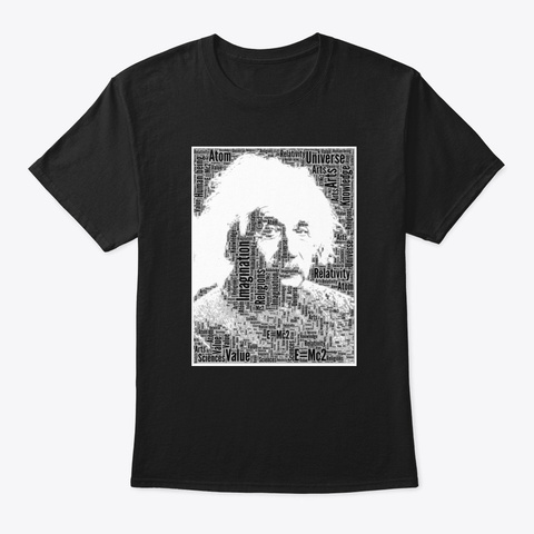 Einstein Word Art T Shirt Black T-Shirt Front