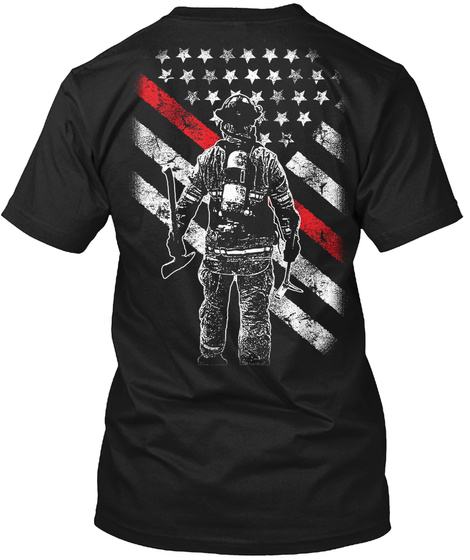 Firefighter Exclusive Thin Red Line Black T-Shirt Back