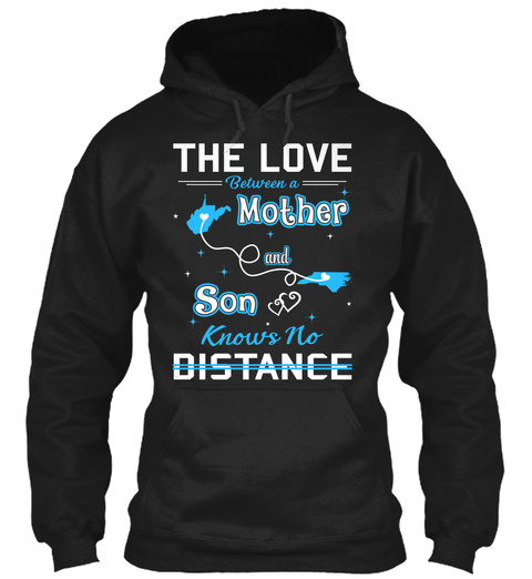 The Love Between Mother And Son Knows No Distance Black T-Shirt Front