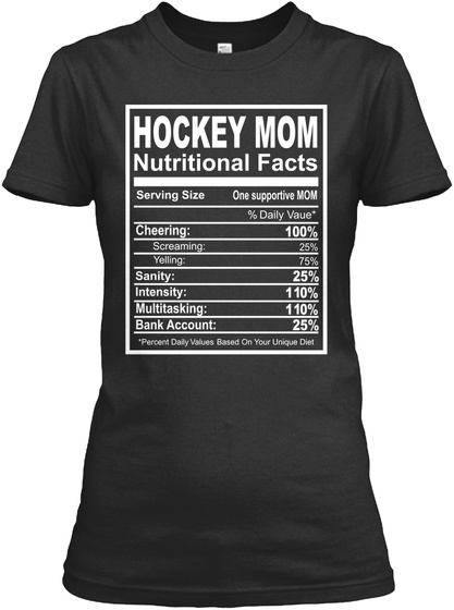 Hockey Mom Nutrition Facts Unisex Tshirt
