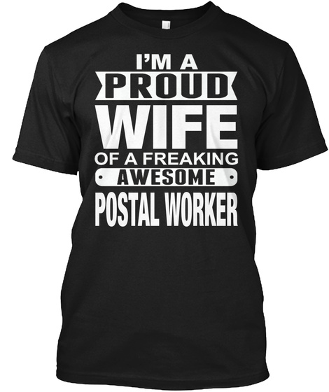Wife Postal Worker Black T-Shirt Front