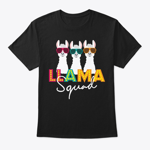 Llama Squad No Probllama Animal Lover Black Camiseta Front