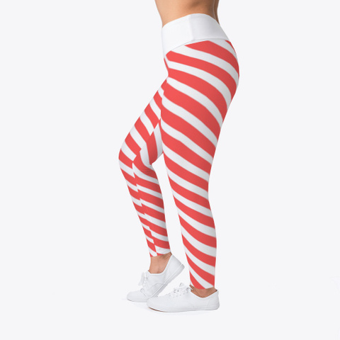 Women's Red Candy Cane Stripe Leggings   Standard T-Shirt Left