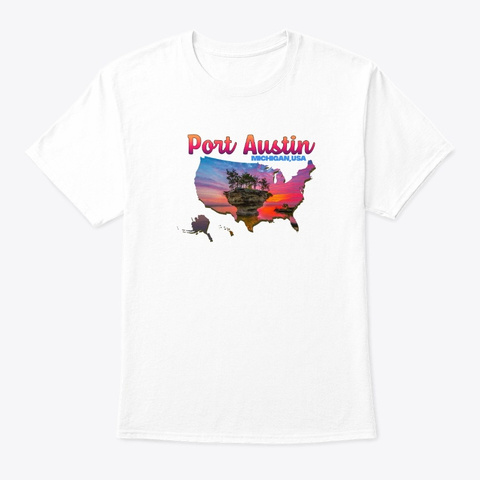 Port Austin Michigan Usa Fmn White T-Shirt Front