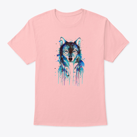 Blue Wolf Pale Pink T-Shirt Front