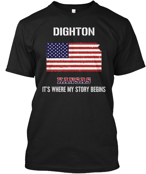 Dighton Ks   Story Begins Black T-Shirt Front