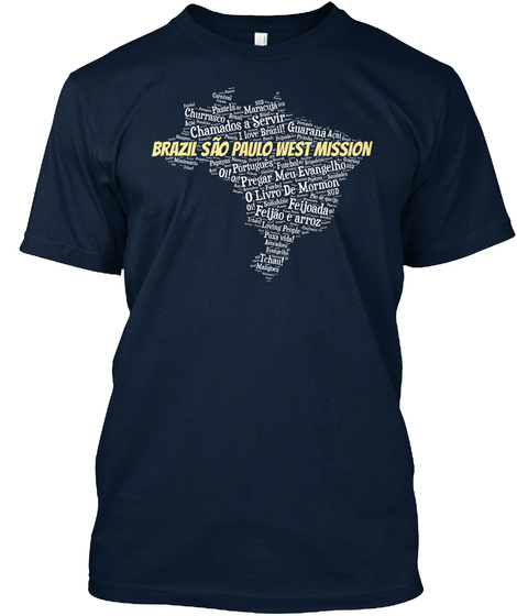 Brazil Sao Paulo West Mission New Navy T-Shirt Front