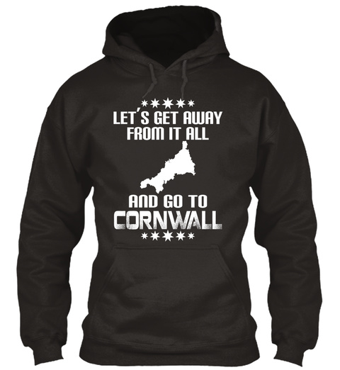 Let's Get Away From It All And Go To Cornwall Jet Black T-Shirt Front