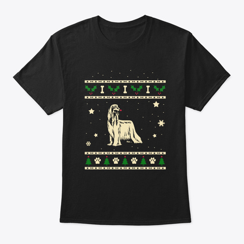 Christmas Afghan Hound Gift Black T-Shirt Front