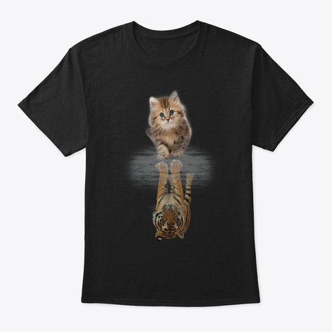 Cat And Tiger! T Shirts! Black T-Shirt Front