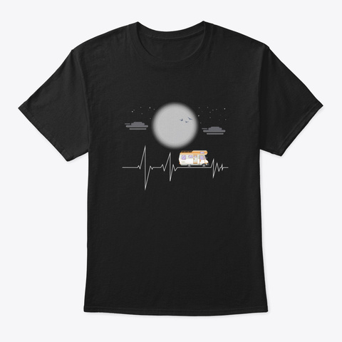 Camping Heartbeat For Camping Lover Black T-Shirt Front