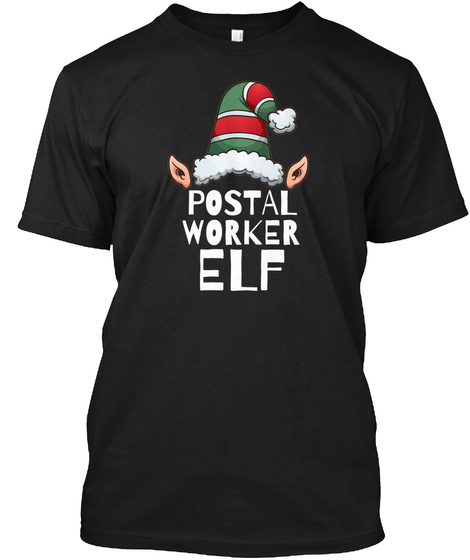 Postal Worker Elf Black T-Shirt Front