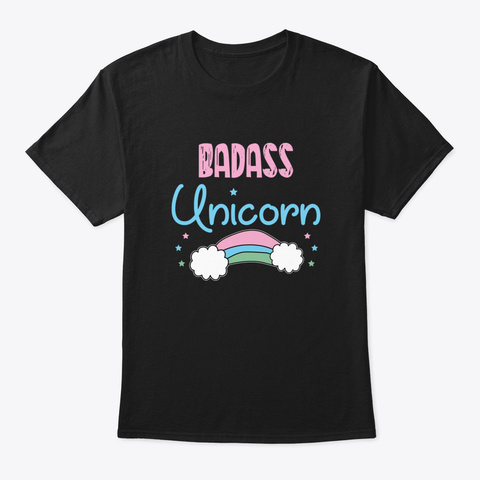 Bad Rainbow Unicorn Black T-Shirt Front