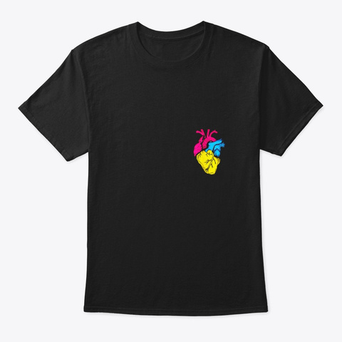 Pan Pride Lgbtq Retro Pansexual Heart T Black T-Shirt Front
