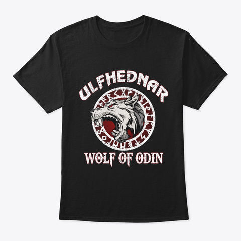 Fenrir Viking Wolf Odin Valhalla Viking Black T-Shirt Front