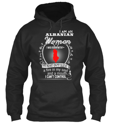 Albanian Woman T Shirt Jet Black T-Shirt Front