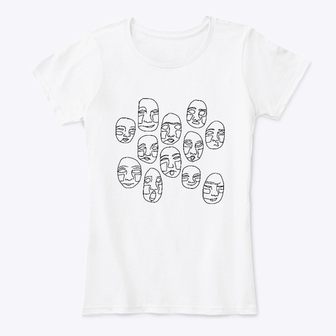 Edgy Faces White T-Shirt Front