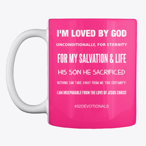 Spiritual Poems by Anna Szabo for Christian Living #52Devotionals Pink Mug I'm Loved by God 