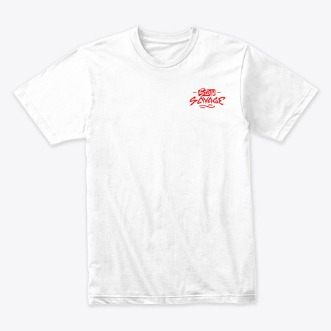 Stay Savage Red Logo White T-Shirt Front