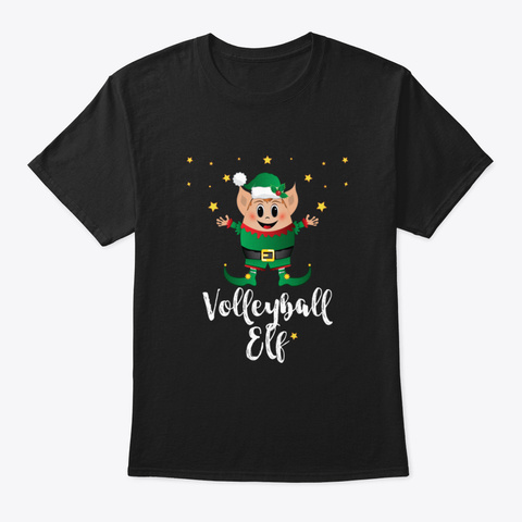Volleyball Elf Christmas Elves Xmas Matc Black T-Shirt Front