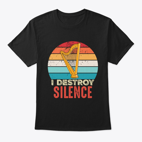 Harp Player  Funny Musician Gift Black T-Shirt Front