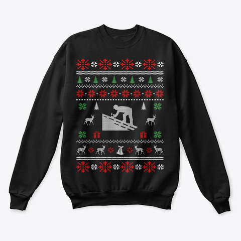 Roofer Ugly Christmas Sweater Black T-Shirt Front