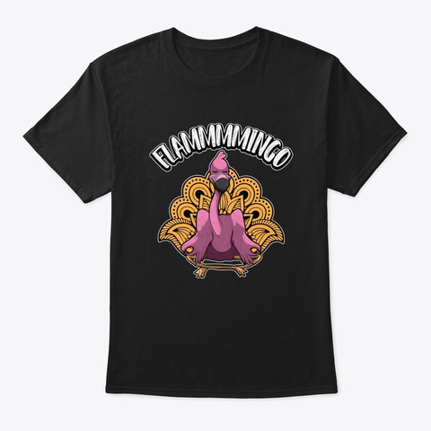 Flammmmingo   Yoga Flamingo Meditates Black T-Shirt Front
