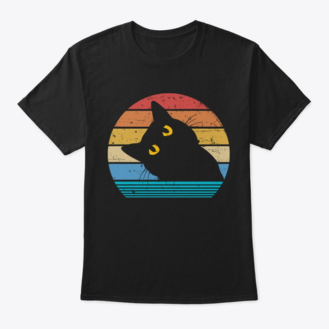 Retro Black Cat Lover Vintage Style Cats Black T-Shirt Front