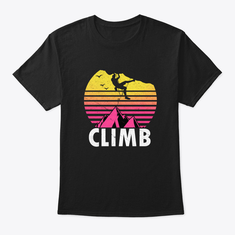 Awesome Vintage Rock Climbing Gift Retro Black Camiseta Front