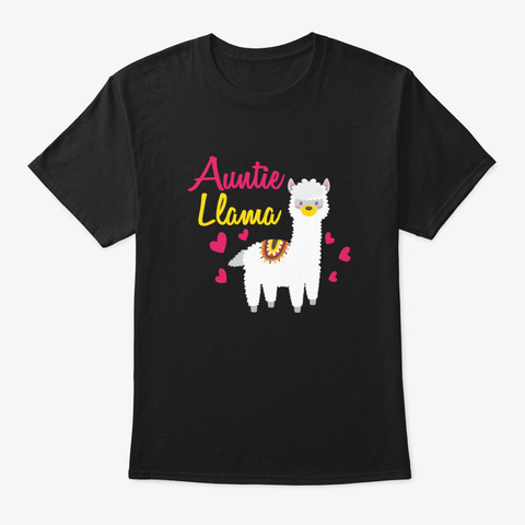 Auntie Llama Women Funny Llama Aunt Black T-Shirt Front