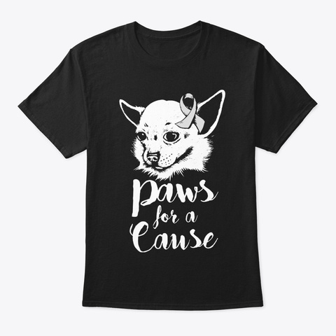 Paws For A Cause Lung Cancer Awareness Black T-Shirt Front