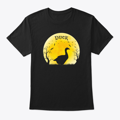 Duck Halloween Vintage Retro Moon Black Camiseta Front
