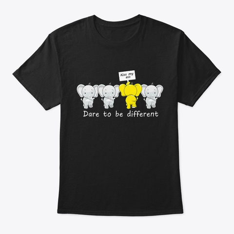 Love Elephant Dare O Be Difefrent Black T-Shirt Front