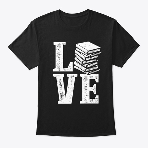 I Love Books Reading Reader Nerd Brain Black T-Shirt Front
