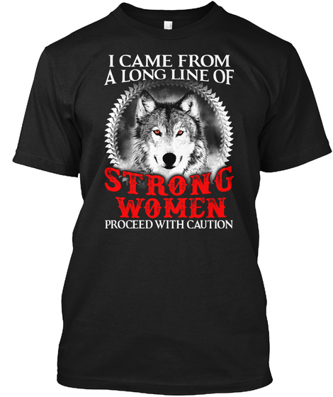 Proceed With Caution Wolf Black T-Shirt Front