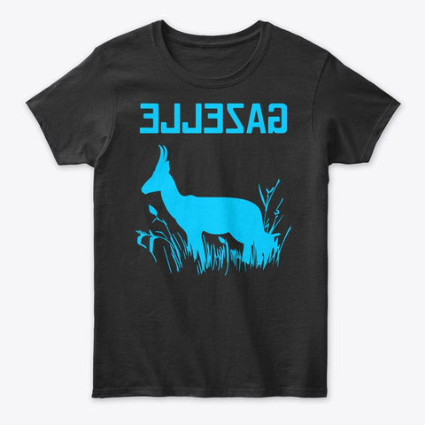 Gazelle In Steppe And Gras Land 1 Black T-Shirt Front