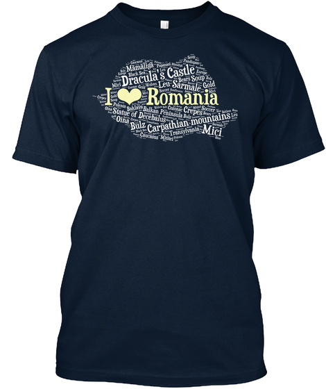Dracula's Castle I Romania New Navy T-Shirt Front