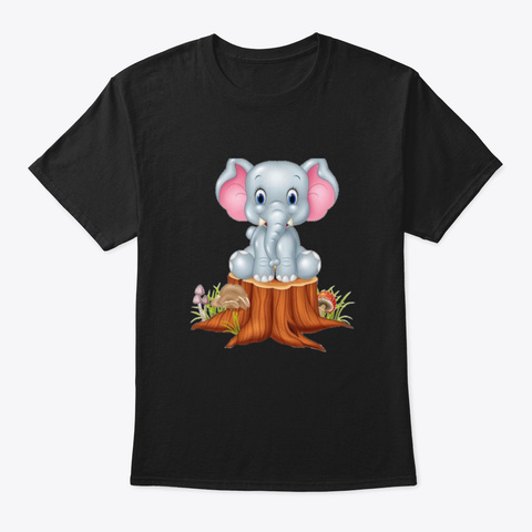 Baby Elephant Djy4v Black T-Shirt Front