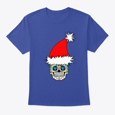 Funny Christmas T Shirts Skull Santa Hat Deep Royal T-Shirt Front