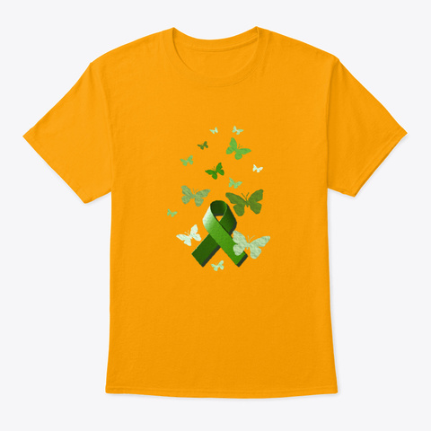 Green Awareness Ribbon Gold T-Shirt Front