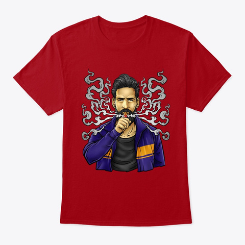Cloud Chaser   Vaping Bearded Guy Deep Red T-Shirt Front