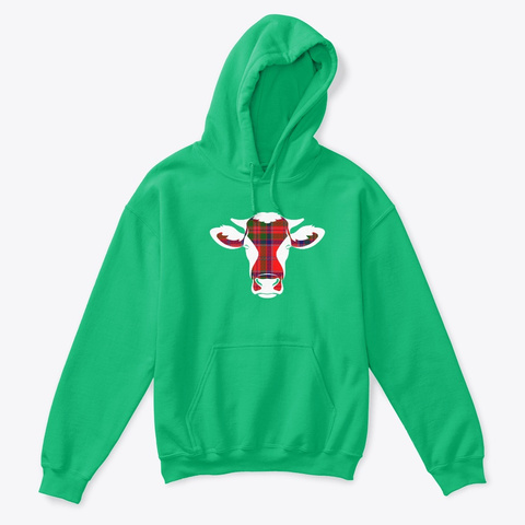 Kids Tartan Cow With Square Logo On Back Irish Green T-Shirt Front