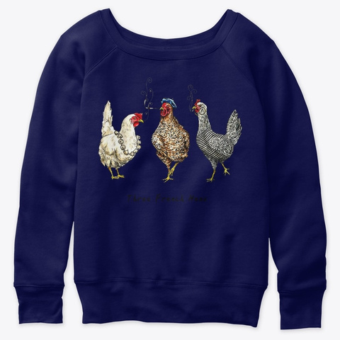 Three French Hens Christmas Smoking Gift Navy  T-Shirt Front