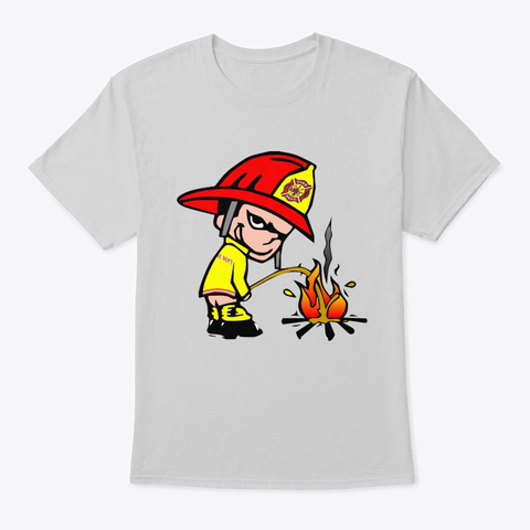 Fireman Pee On Fire Lewd Funny Light Steel T-Shirt Front