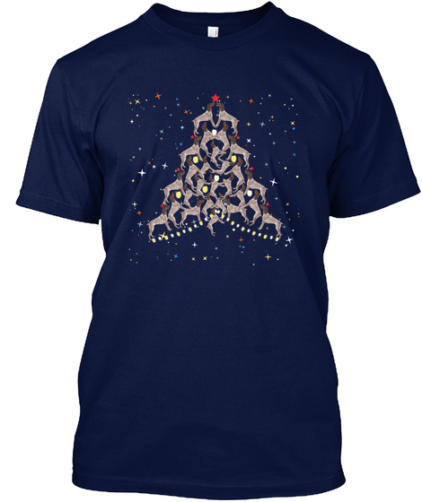 German Shorthaired Pointer Christmas T S Navy T-Shirt Front