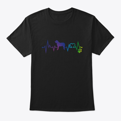 Irish Wolf Hound Colorful Heartbeat, Hear Black áo T-Shirt Front